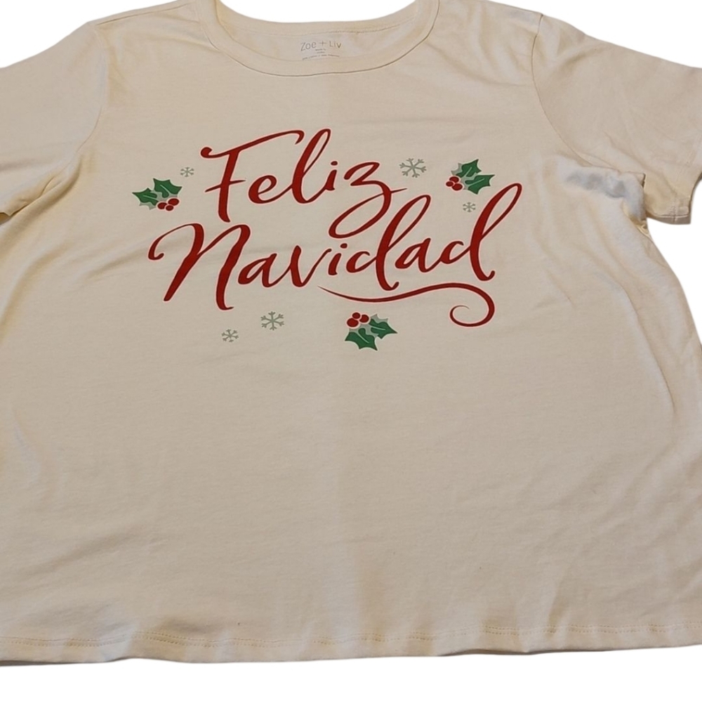 Feliz Navidad T Shirt Pajama Top XL NWOT Zoe And Liv